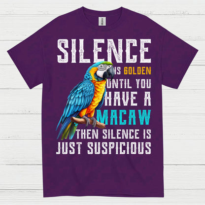 Silence Is Golden Funny Macaw T Shirt
