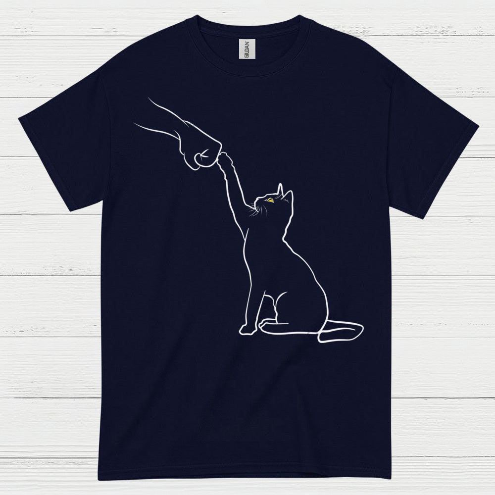 Cat High Five Minimal Line Art T Shirt