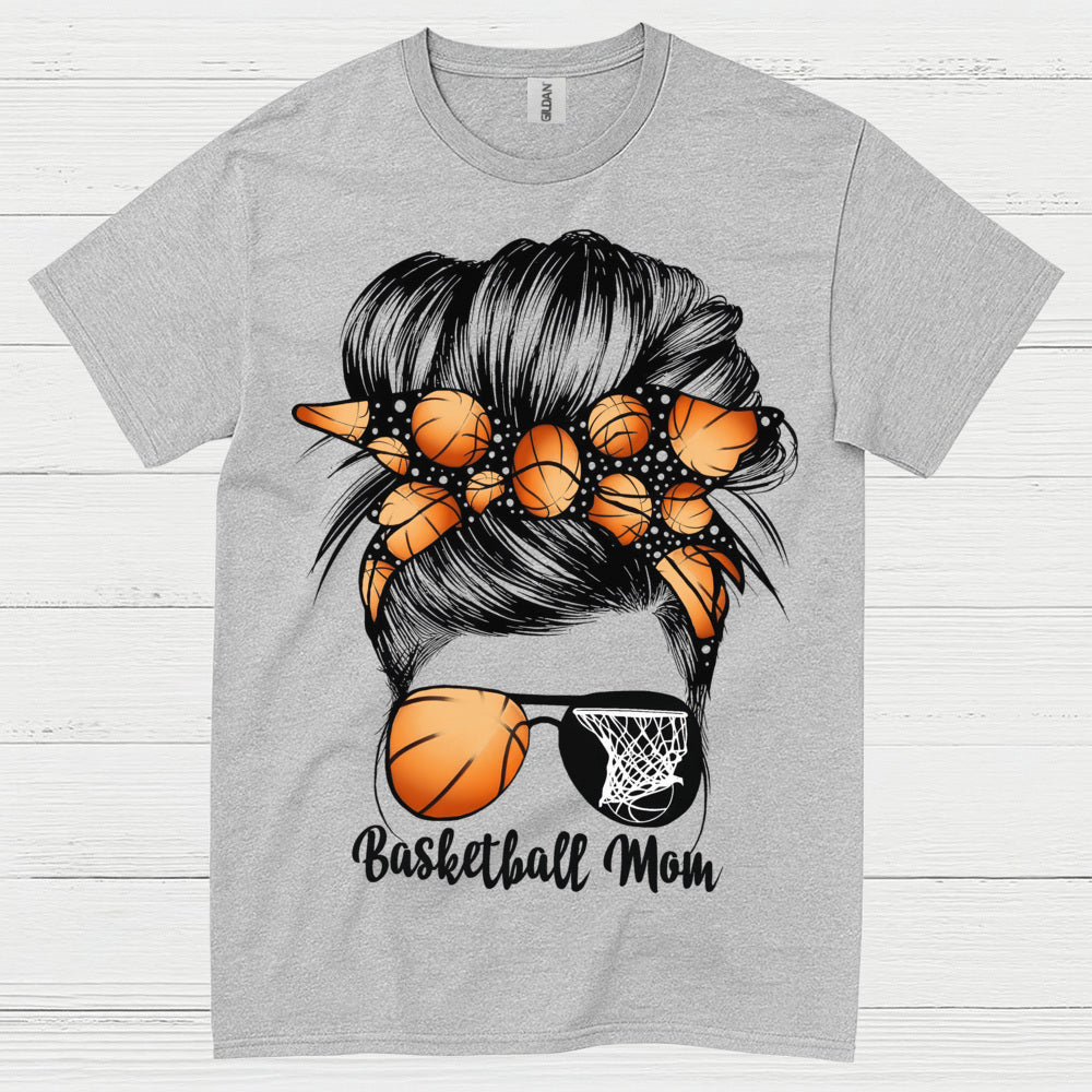 Basketball Mom Messy Bun Sunglasses T Shirt