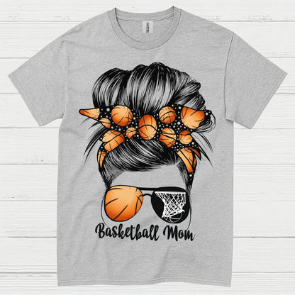 Basketball Mom Messy Bun Sunglasses T Shirt