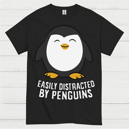 Easily Distracted By Penguins Funny T Shirt
