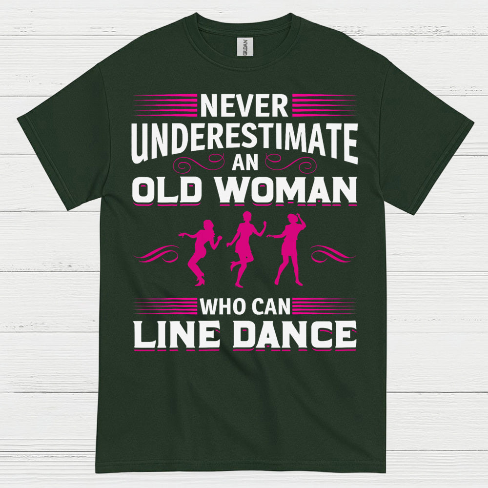 Line Dance Old Woman Funny T Shirt