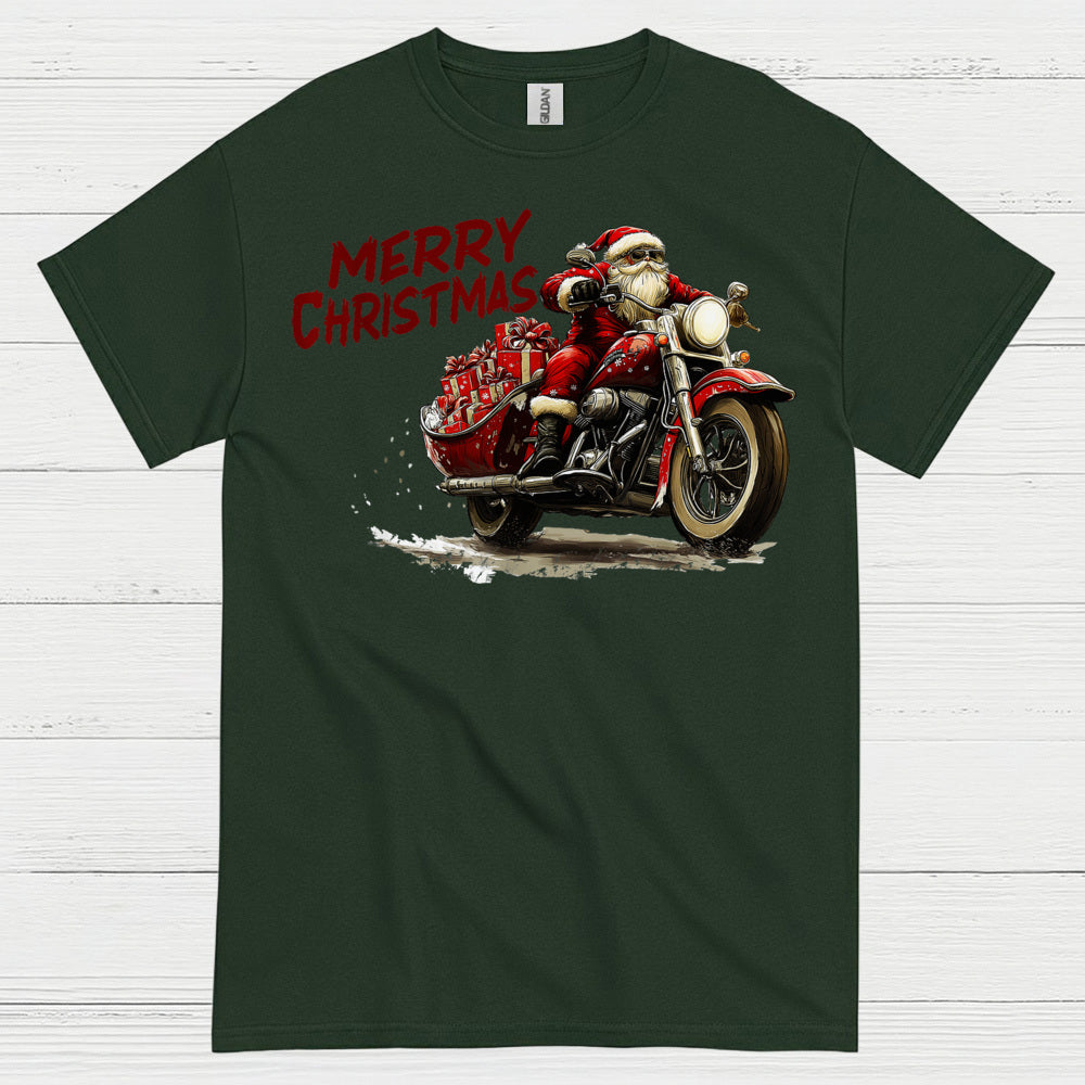 Merry Christmas Motorcycle Santa T Shirt