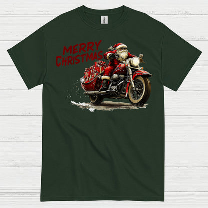 Merry Christmas Motorcycle Santa T Shirt