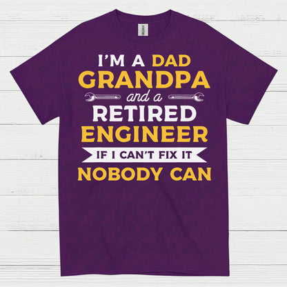 Retired Engineer Grandpa Dad T Shirt
