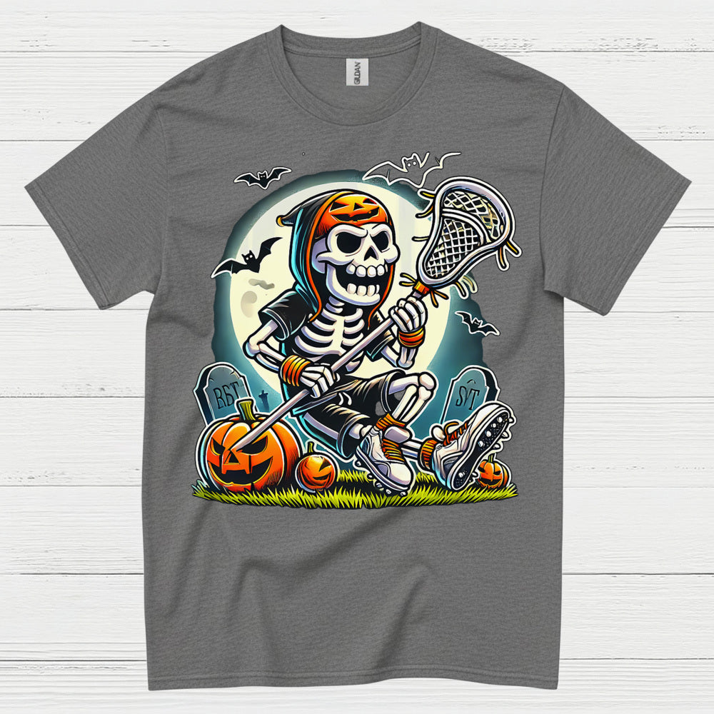 Halloween Skeleton Lacrosse Player T Shirt