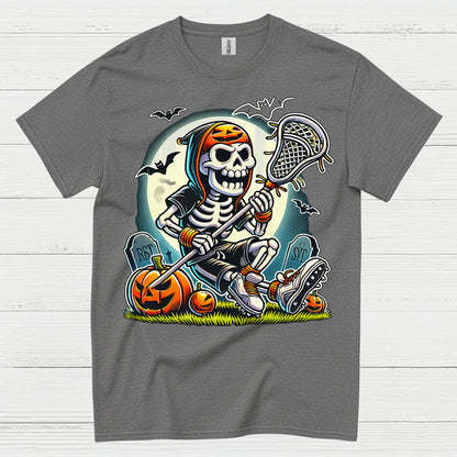Halloween Skeleton Lacrosse Player T Shirt
