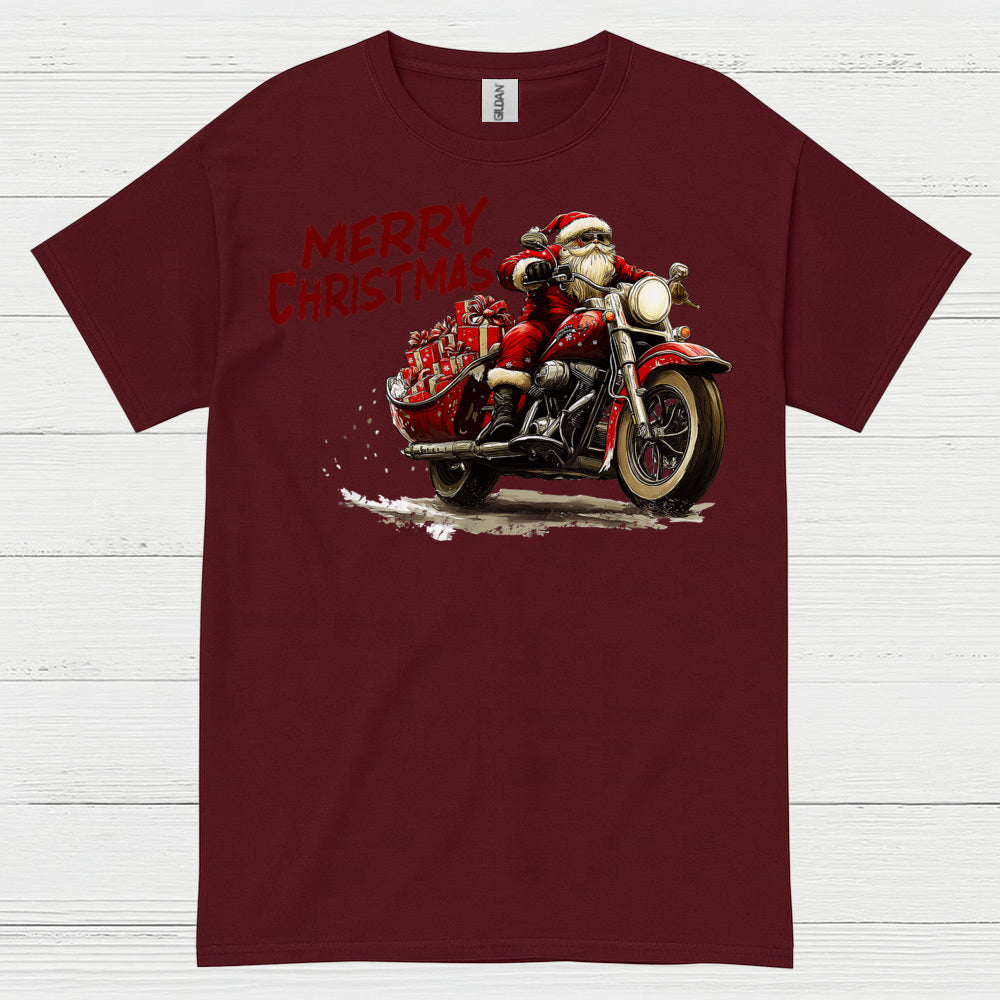 Merry Christmas Motorcycle Santa T Shirt