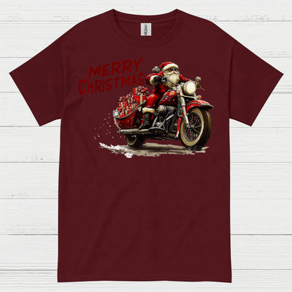 Merry Christmas Motorcycle Santa T Shirt
