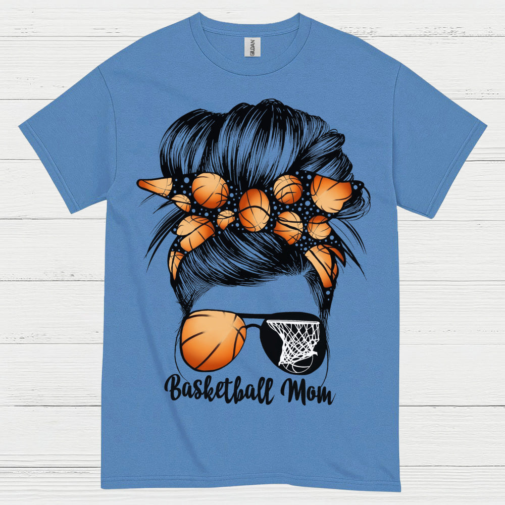 Basketball Mom Messy Bun Sunglasses T Shirt