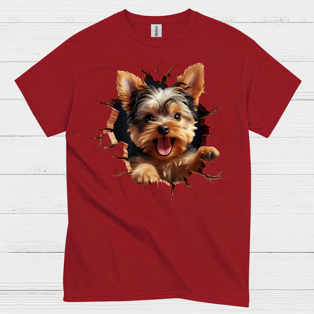 Cute 3D Yorkie Puppy Breakthrough T Shirt