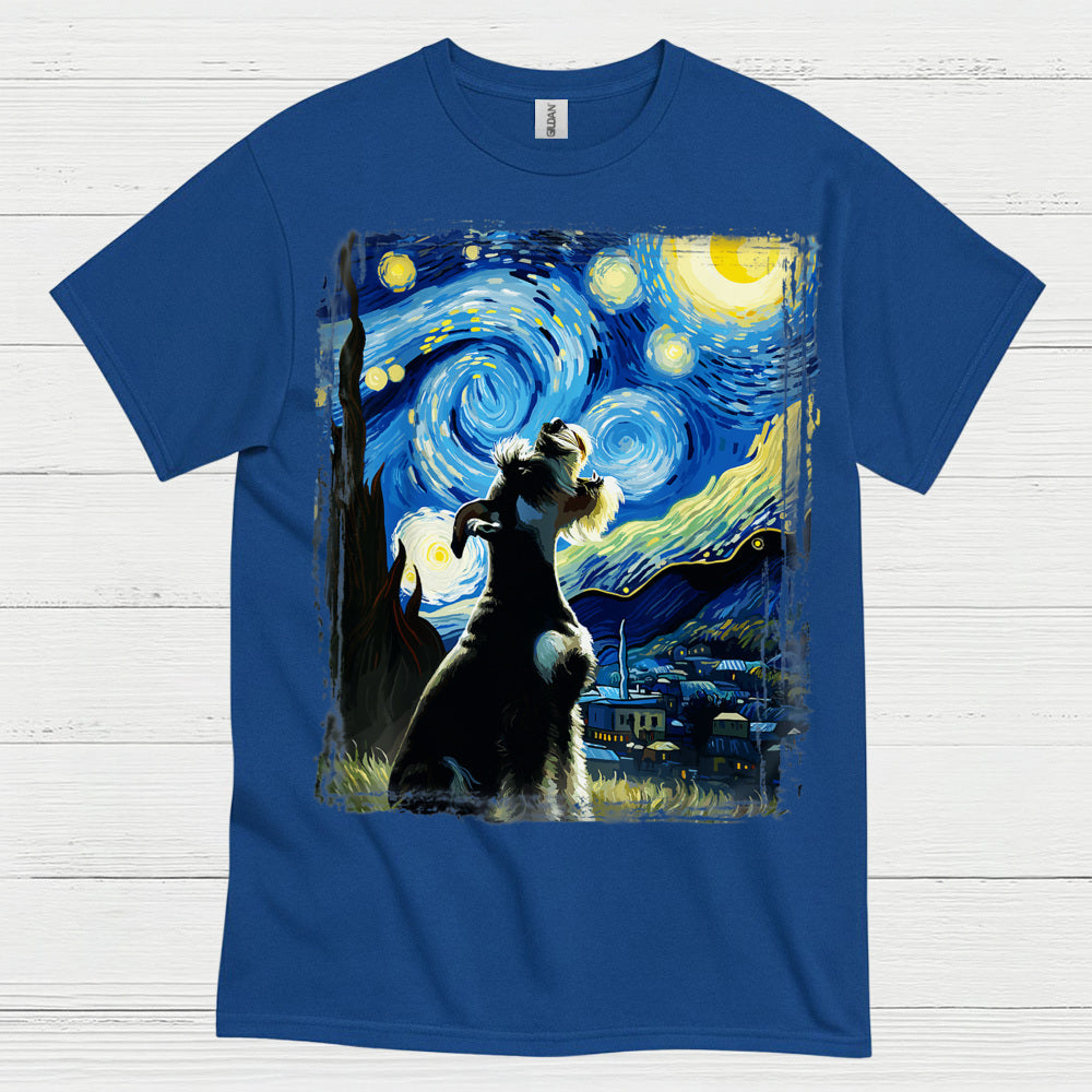 Starry Night Schnauzer Art Dog Lover T Shirt