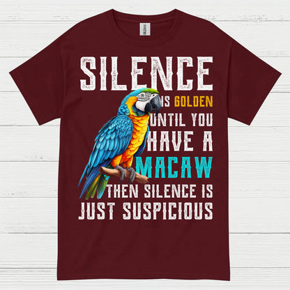 Silence Is Golden Funny Macaw T Shirt