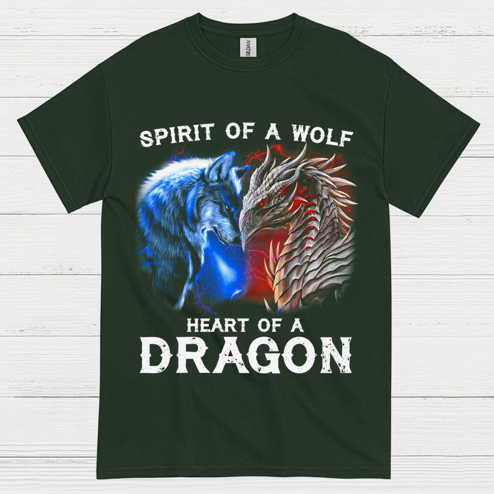 Spirit Of A Wolf Heart Of A Dragon T Shirt