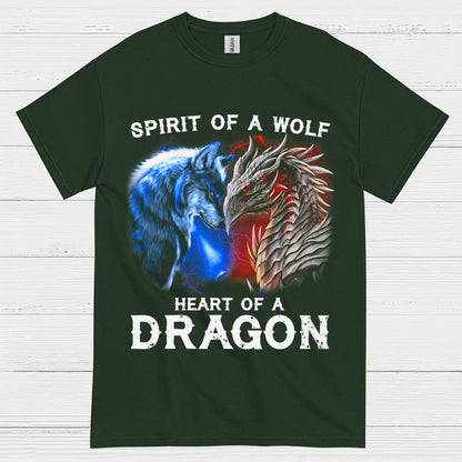 Spirit Of A Wolf Heart Of A Dragon T Shirt