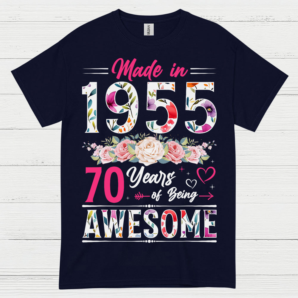Made in 1955 70 Years Awesome T Shirt