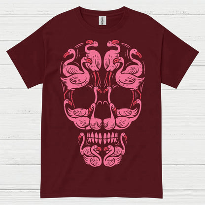 Pink Flamingo Skull Art Graphic T Shirt