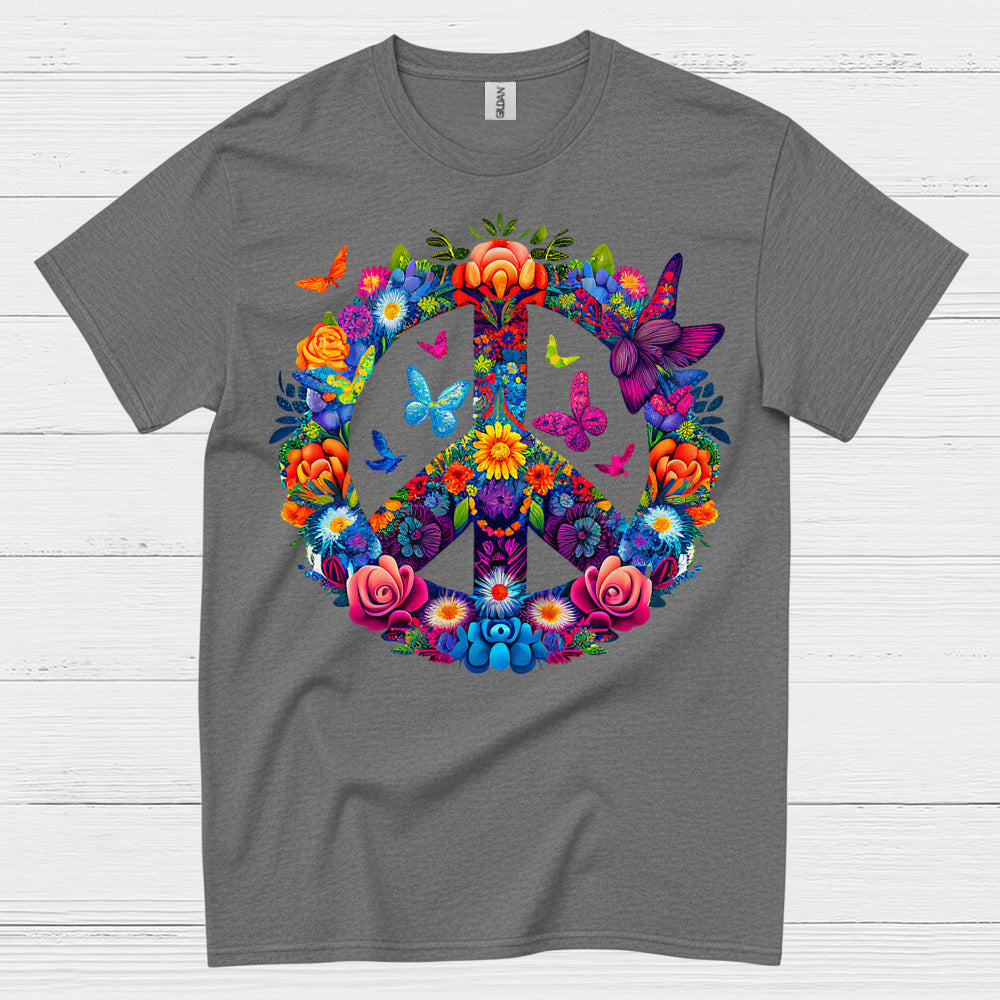 Floral Peace Sign Hippie T Shirt