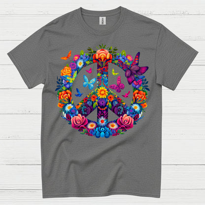 Floral Peace Sign Hippie T Shirt