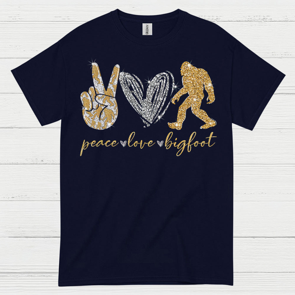 Peace Love Bigfoot T Shirt