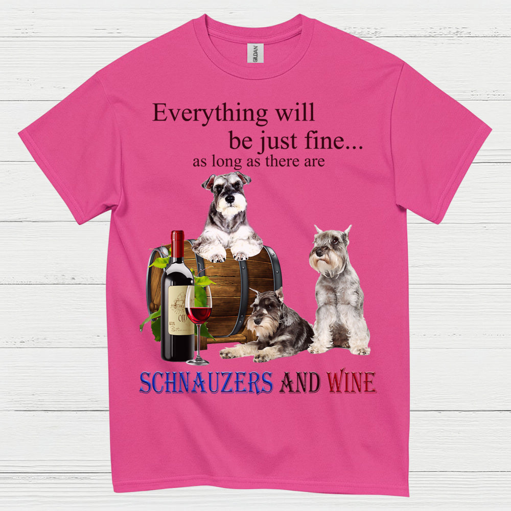 Schnauzers And Wine Funny Dog Lover T Shirt