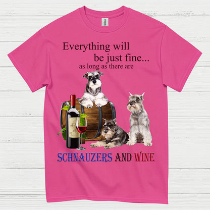 Schnauzers And Wine Funny Dog Lover T Shirt