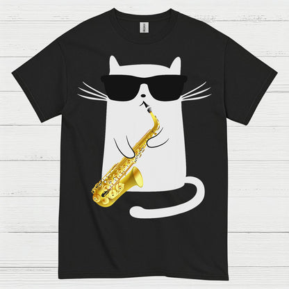 Cool Cat Playing Saxophone T Shirt