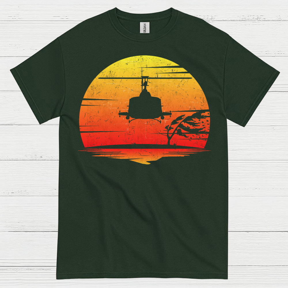 Vietnam Helicopter Sunset Military T Shirt