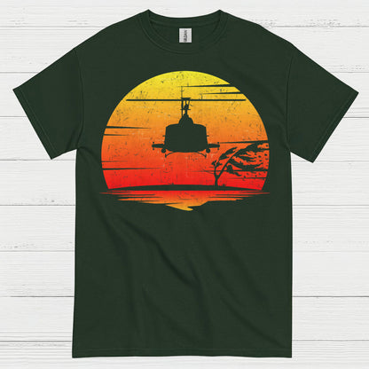 Vietnam Helicopter Sunset Military T Shirt