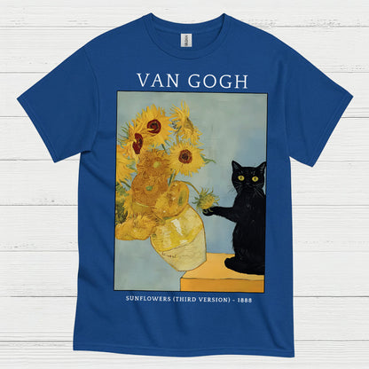 Classic Sunflowers Cat Art T Shirt
