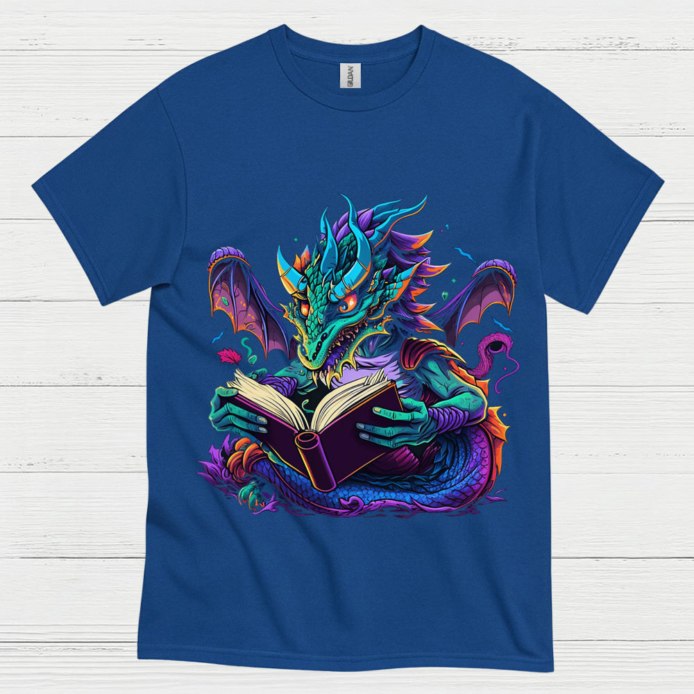 Reading Dragon Fantasy T Shirt