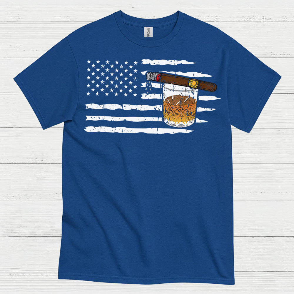 American Flag Whiskey And Cigar T Shirt