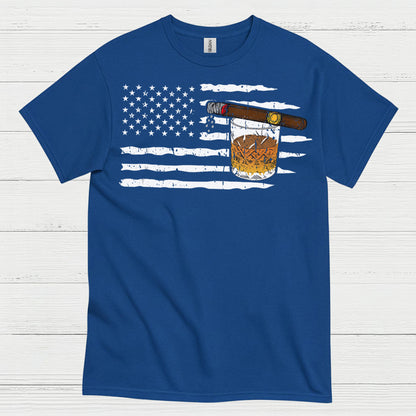 American Flag Whiskey And Cigar T Shirt