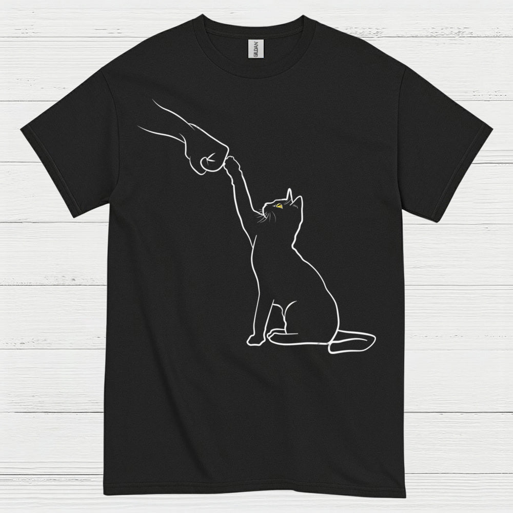 Cat High Five Minimal Line Art T Shirt