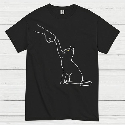 Cat High Five Minimal Line Art T Shirt
