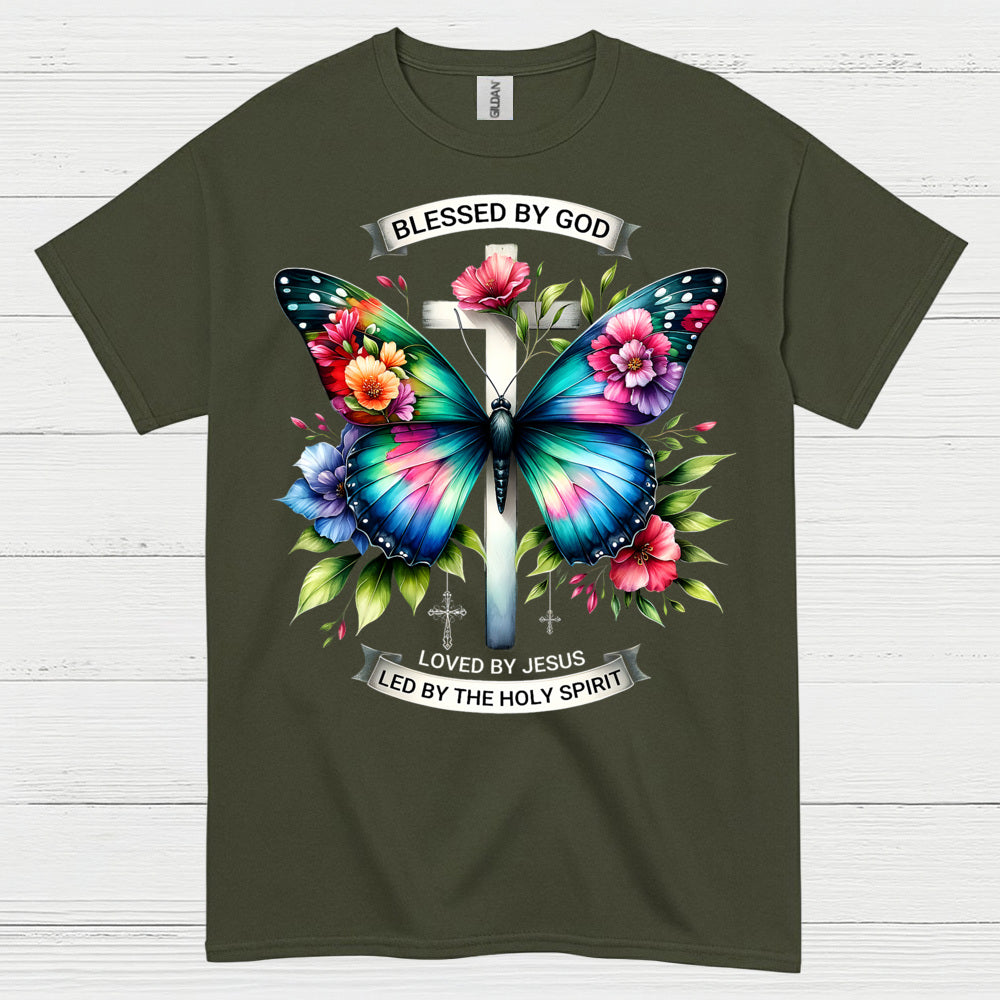 Blessed By God Butterfly Christian T Shirt