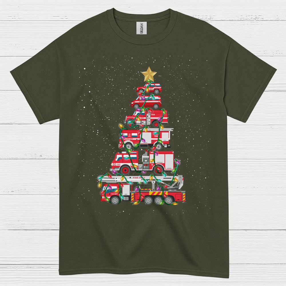 Fire Truck Christmas Tree Firefighter T Shirt