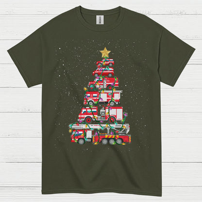 Fire Truck Christmas Tree Firefighter T Shirt