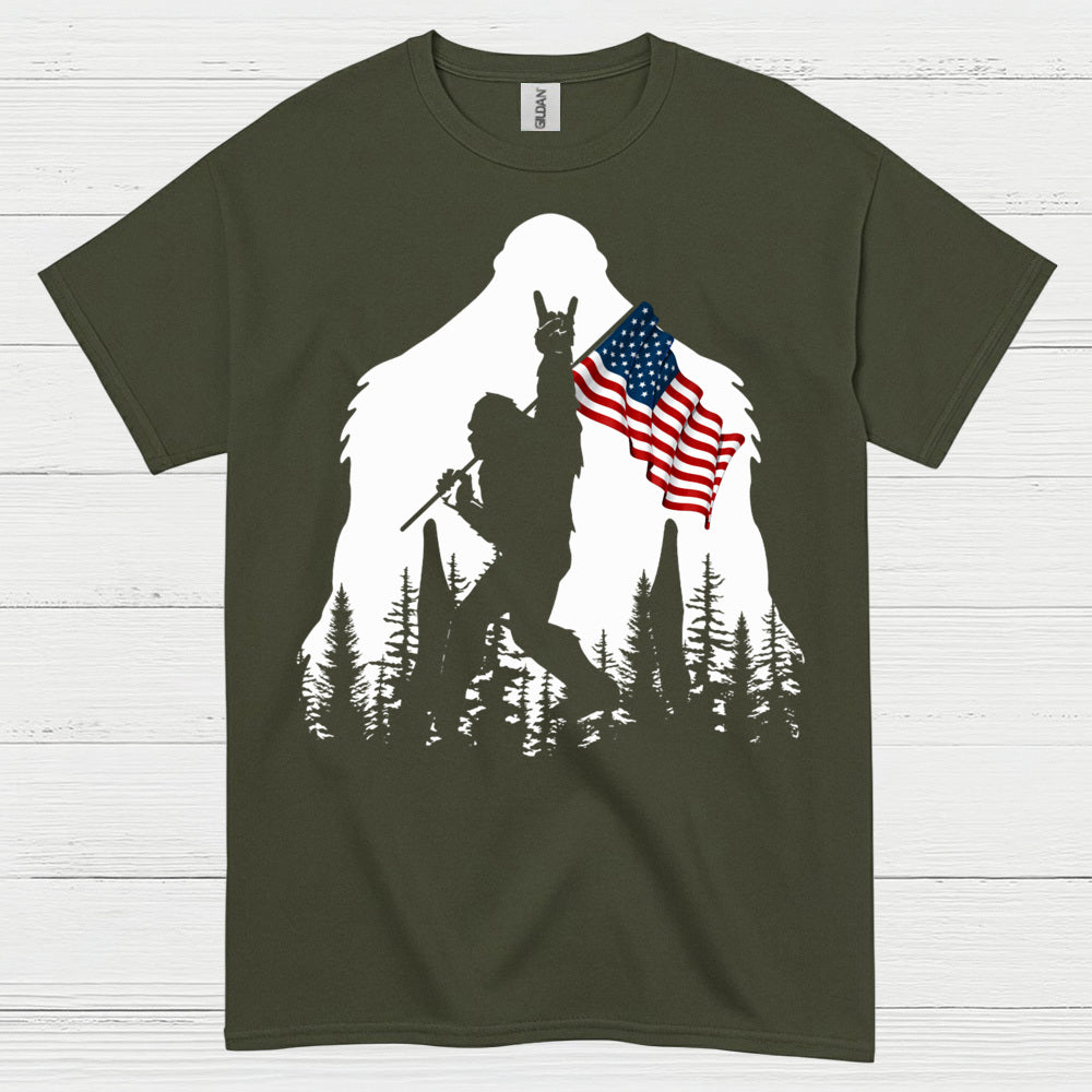 Bigfoot American Flag Silhouette T Shirt