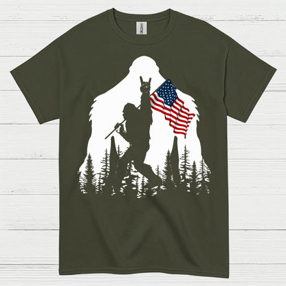 Bigfoot American Flag Silhouette T Shirt