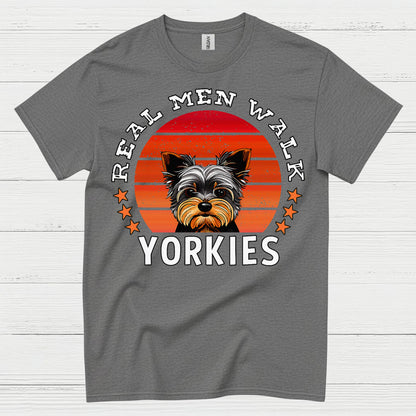 Real Men Walk Yorkies Funny Dog Dad T Shirt