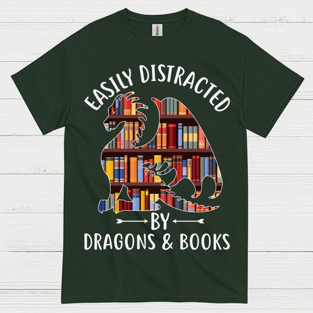 Easily Distracted By Dragons And Books T Shirt