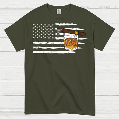 American Flag Whiskey And Cigar T Shirt