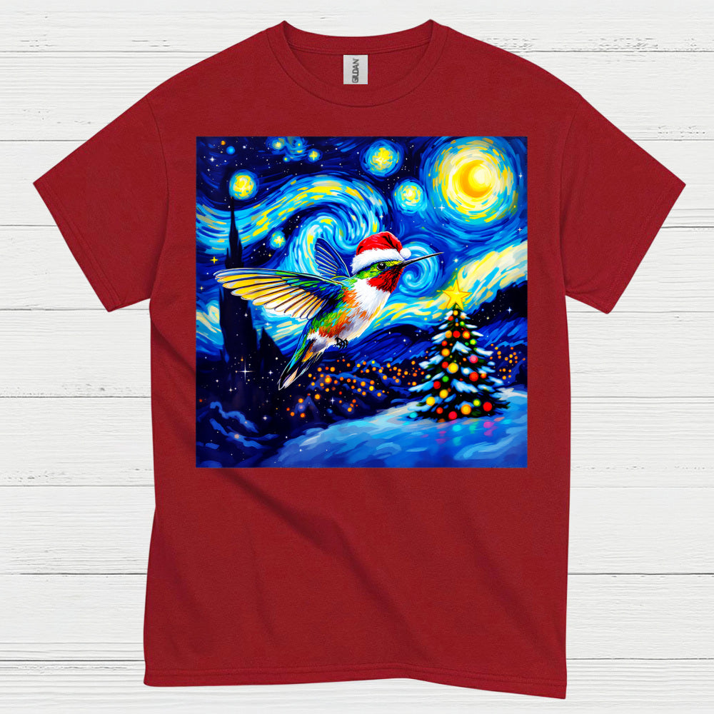 Festive Hummingbird Christmas Art T Shirt