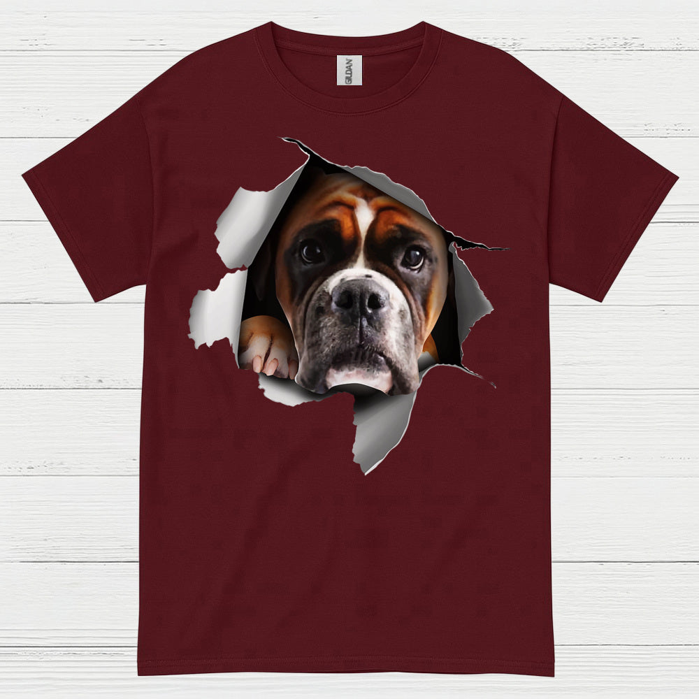 Peeking Boxer Dog T Shirt