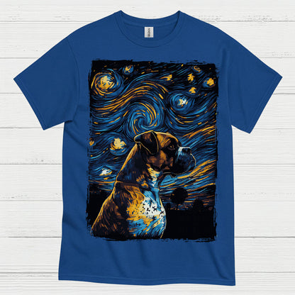 Starry Night Boxer Dog Art T Shirt