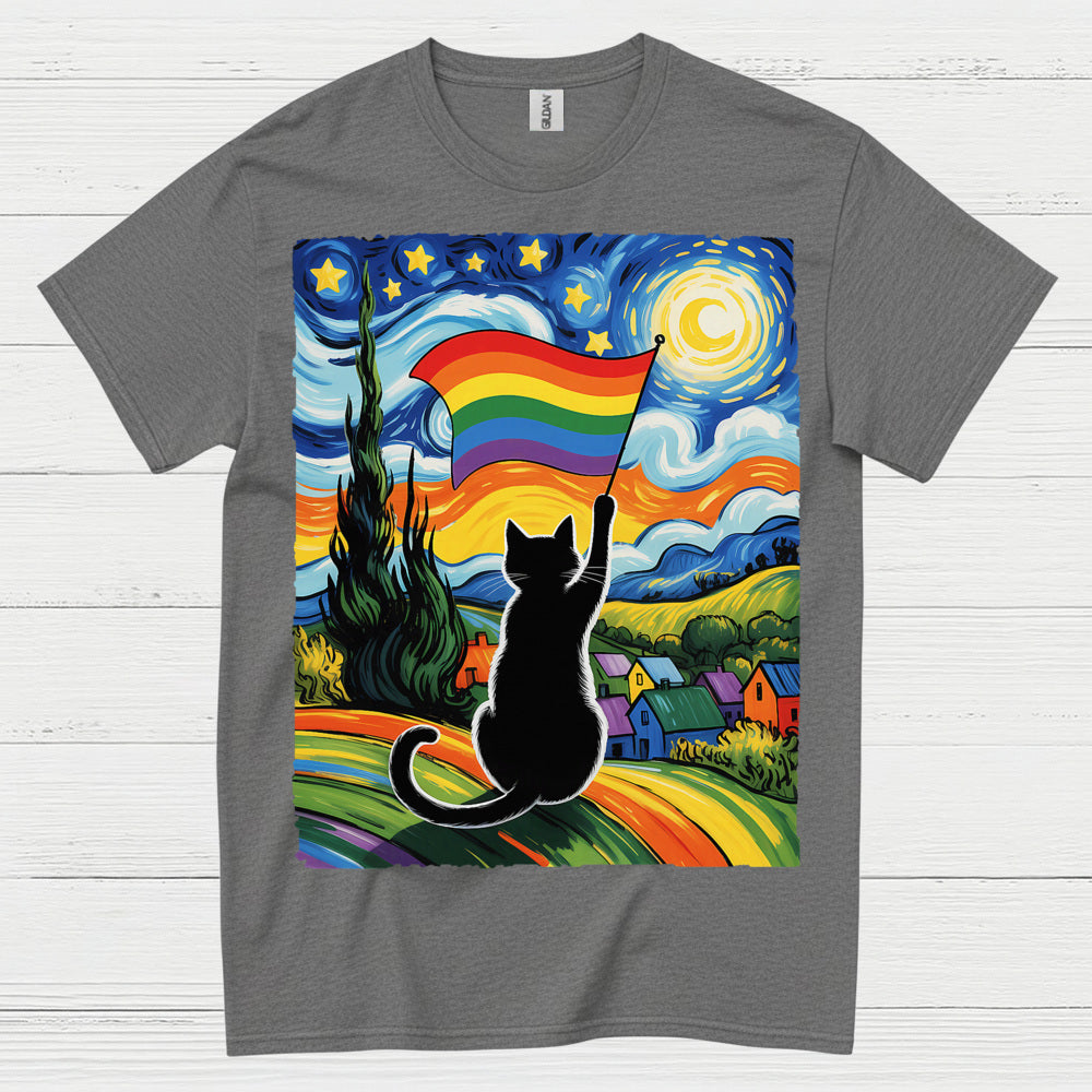 Rainbow Cat Art Pride T Shirt
