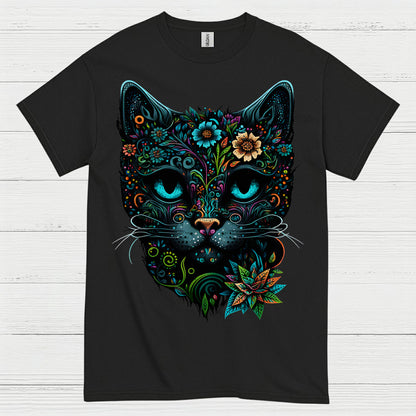 Floral Cat Art T Shirt