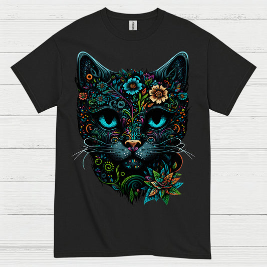 Floral Cat Art T Shirt