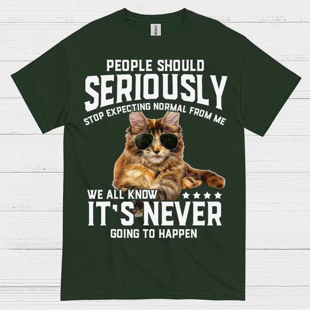 Stop Expecting Normal Cat Humor T Shirt